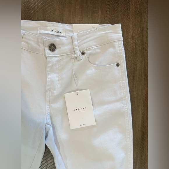 NEW Kancan White Distressed Twisted Seam Ankle Skinny Denim Jeans NWT Size 7/27 - Picture 2 of 16